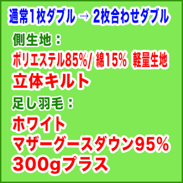 羽毛布団打ち直し【色柄お任せプレミアムコース】2枚合わせタイプへ変更　通常ダブルから2枚合わせダブルサイズ＋保管サービス羽毛布団リフォーム(プレミアムダウンウォッシュ)