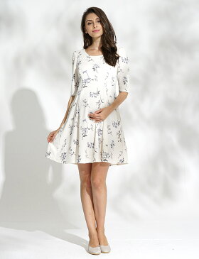 【55%OFF】【あす楽】【日本製】シンプルフレア フラワーワンピ《授乳服 マタニティ マタニティウェア ワンピース おでかけ フォーマル 花柄》