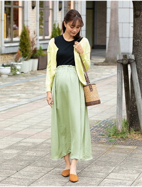 サテンフレア ロング丈スカート《スカート マタニティスカート マキシ ロング ロングスカート サテンスカート フレアスカート ビンテージサテン 産前 産後 ウエスト調節機能付き ウエストゴム 無地 裏地 ママ 服》