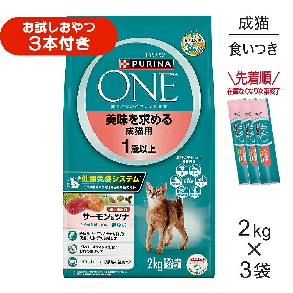 PURINA ONE - 【2kg×3袋】ネスレ ピュリナ ワン キャット 美味を求める 成猫用 1歳以上 サーモン＆ツナ (猫・キャット)[正規品]