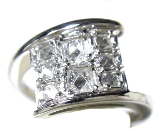 【限定1個】【鑑別書付き】超珍しい連なるピラミッド！ラフカットパヴェ計0.30ctダイヤモンドリング