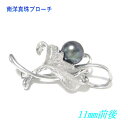 【2種】照りある約11mmサイズ!フラワーデザイン タヒチブラックパールブローチ【SV シルバー silver 南洋真珠】