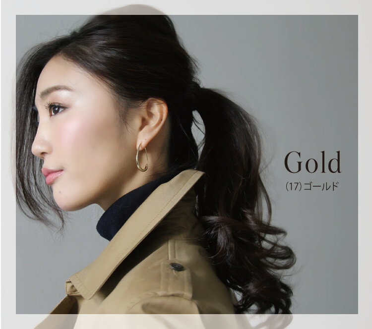 フープピアス シンプル パール付き きれいめ フォーマル 入学式 卒業式 ゴールド 大ぶり 大きめ オーバル しずく型 パーティ お仕事 レディース Sweet&Sheep ◆ムーンラインフープピアス【メール便可】【即日発送】