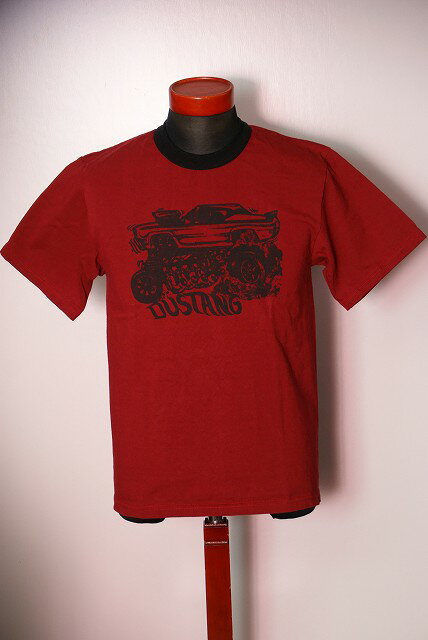 代引手数料・送料無料　DELUXEWARE (デラックスウエア)　半袖Tシャツ　DLT-1503B　"DUSTANG"　レッド