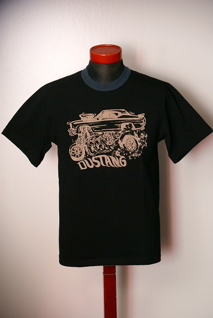 代引手数料・送料無料　DELUXEWARE (デラックスウエア)　半袖Tシャツ　DLT-1503B　"DUSTANG"　ブラック