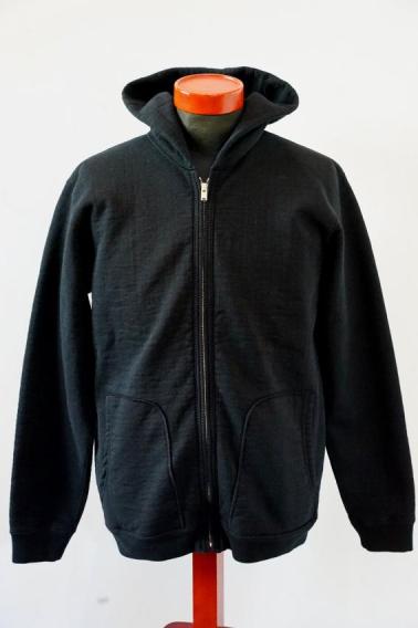 DELUXEWARE (デラックスウエア)　フルジップ・スウェットパーカー　SPZ-00　"FULLZIP PARKA PLAIN"　コアブラック