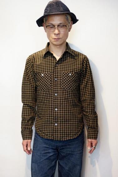 DELUXEWARE (デラックスウエア) 長袖シャツ LV-24 "THROUGH GINGHAM CHECK" ブラック×イエロー