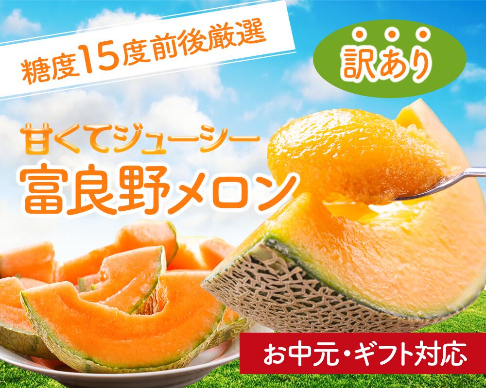 ふらのメロン 北海道富良野産　赤肉メロン 訳あり 2Lサイズ 2玉 送料無料 お中元 ...
