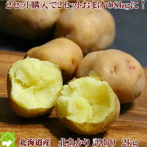 2セット購入で2セットおまけ!じゃがいも 北海道富良野産 北あかり 訳あり 2kg
