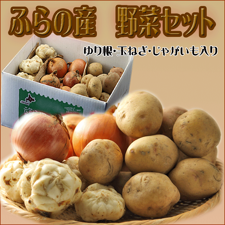 野菜セット 北海道 富良野産 低農薬 10kg 基本内容：ゆり根 じゃがいも 玉ねぎ 送料無料