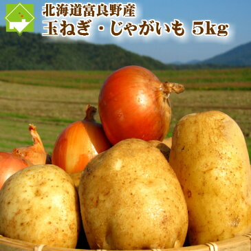 北海道富良野産 玉ねぎ・じゃがいもセット Lサイズ以上 5kg以上! 【送料無料】