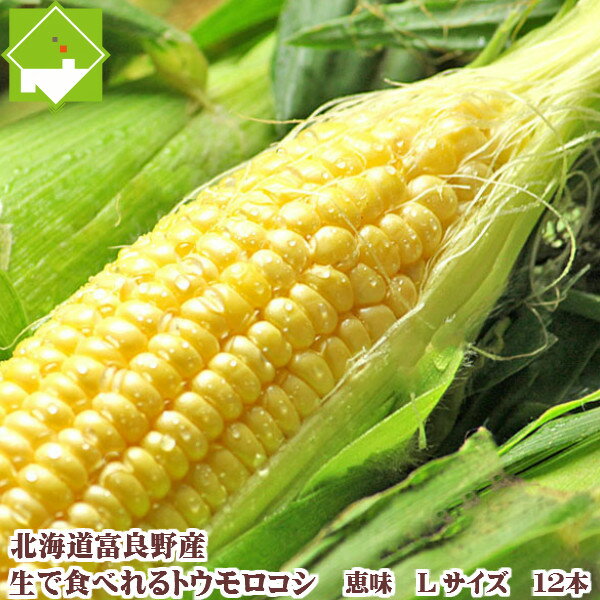 【生】で食べれるトウモロコシ　北海道富良野産 恵味　Lサイズ 12本入り　送料無料　別途送料が発生する地域あり