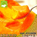 北海道富良野産 最高級 赤肉メロン 1.2キロ以上 6玉入り【送料無料】