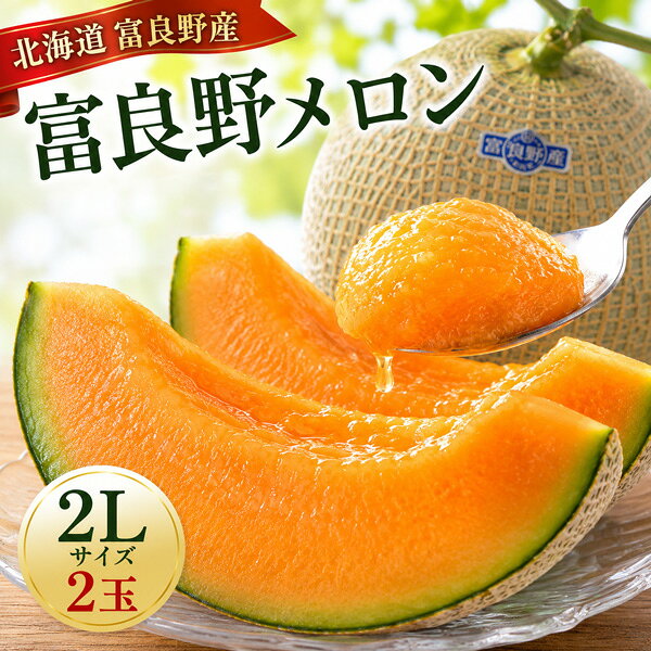お中元対応 ふらのメロン 北海道 富良野産 2Lサイズ 2玉 送料無料 別途送料の発生する地域あり フルーツ 北海道 メロン 果物 メロン 北海道 赤肉 赤肉メロン 甘い 糖度15度 食べ頃 常温保存 ギフト 贈答用 父の日 産地直送 訳あり 熟成 大玉