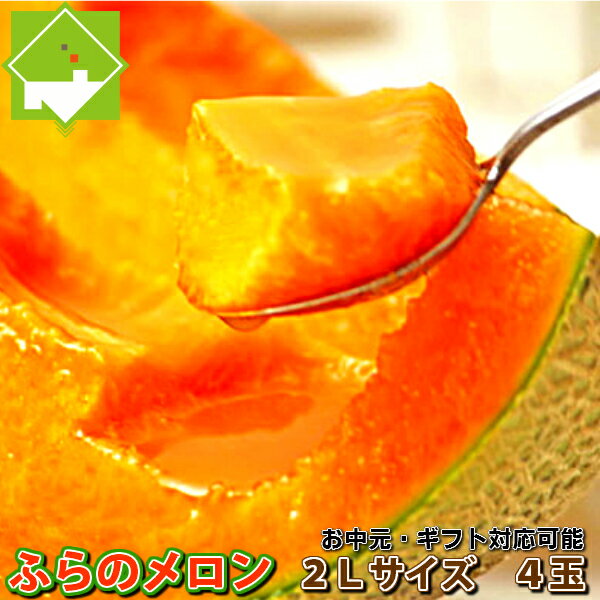 北海道富良野産 最高級赤肉メロン(富良野メロン) 2L 4玉入り 【送料無料】 【お中元対応】