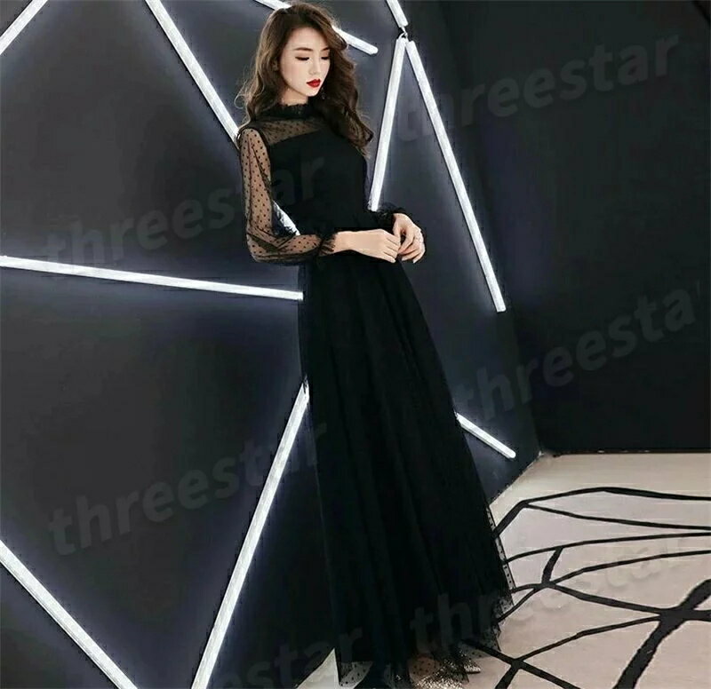 黒　ロング　ドレス ハイネック お呼ばれ ドレス パーティードレス 着痩せ 成人式 演奏会 卒業式 20代 30代 結婚式 ワンピース 二次会 同窓会 送料無料