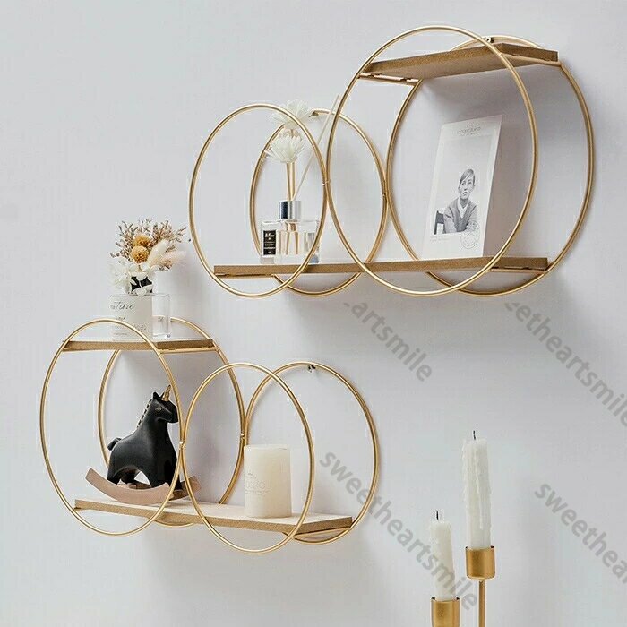 おしゃれ 壁掛け 棚 収納 北欧 インテリア アイアン 小物 収納 壁収納 本棚 ラック 小物置き まる フレーム ゴールドナチュラルテイスト 北欧ナチュラル ホテルライク スタイリッシュ 都会的 リビング 送料無料