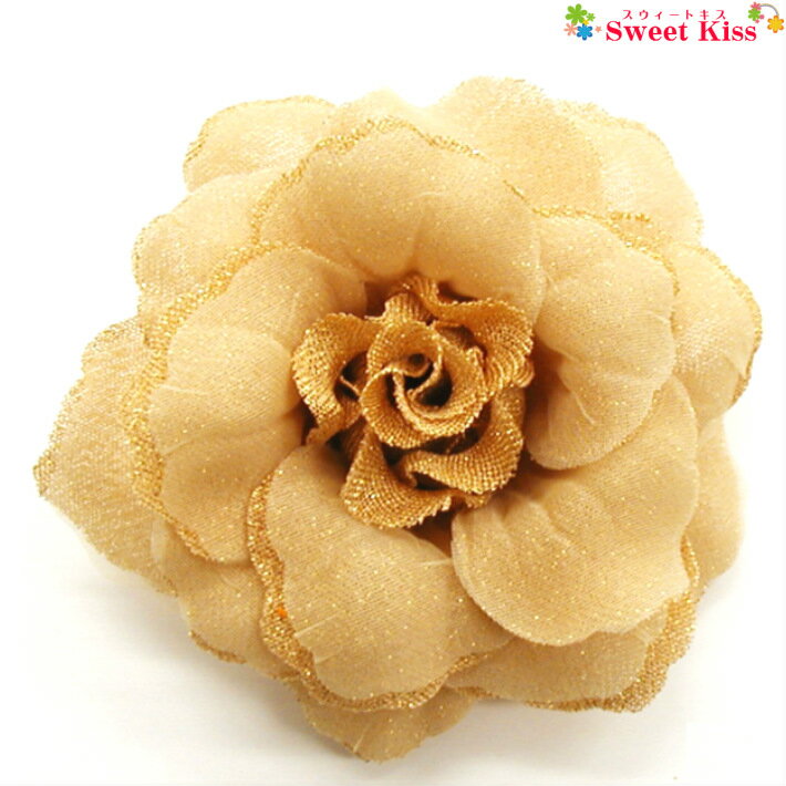 del ラメ入りコサージュ A 濃ベージュ (1コ) | 髪留め レディース 大人 結婚式 二次会 ハーフアップ サイド留め ドレス 和装 フォーマル おしゃれ...