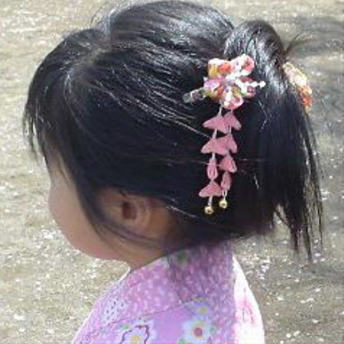 卒業式袴髪飾り和柄ちりめんフラワーヘアクリップ(ぶらさがり付)(1コ)赤ピンク七五三髪飾り三歳七歳浴衣着物フラワーレディース大人キッズ子供こども成人式卒業式卒園式7533歳7歳揺れるつまみ細工KHCC全品送料無料実施中