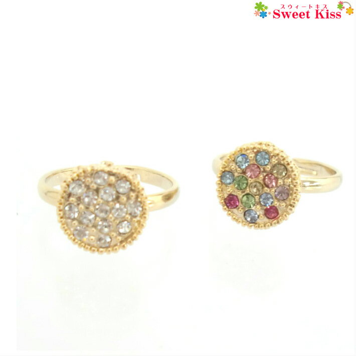 ゴールドカラー ラインストーン サークル トゥリング ファランジリング リング (1コ) | トゥーリング ミディリング 指輪 足元 指先 サマー 夏 海辺 ビ...