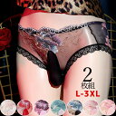 2枚セット 3タイプ 3XLサイズまで レースと透け感がセクシー レギュラーショーツ クロスジェンダー ジェンダーレス メンズショーツ 竿出し ぞうさん 先開き 先閉じ メンズ 竿付き インナー(4)