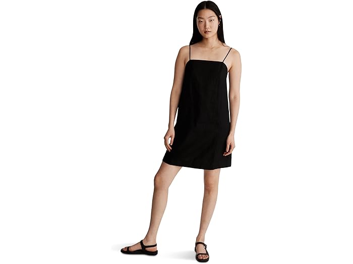 (取寄) メイドウェル ゴールディー ミニ ドレス イン 100パーセント リネン Madewell Goldie Mini Dress in 100% Linen True Black