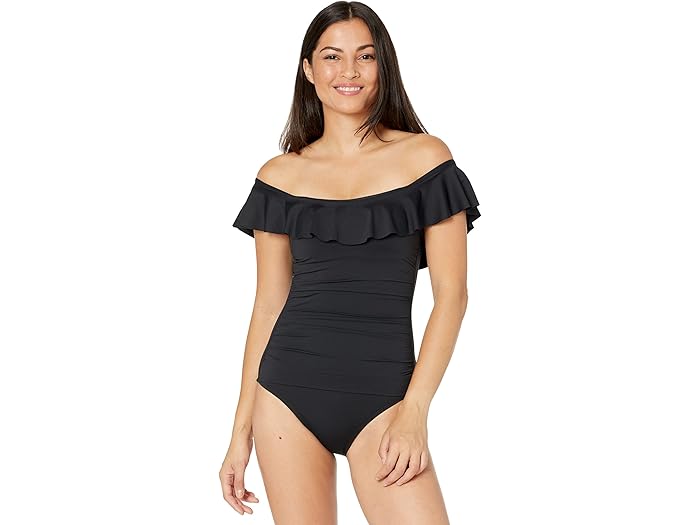 (取寄) トミーバハマ パール オフ-ザ-ショルダー ワンピース Tommy Bahama Pearl Off-the-Shoulder One-Piece Black
