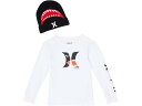 (取寄) ハーレー キッズ ロング スリーブ グラフィック Tシャツ アンド ビーニー ギフト セット (リトル キッズ) Hurley Kids Long Sleeve Graphic T-Shirt and Beanie Gift Set (Little Kids) White/Black