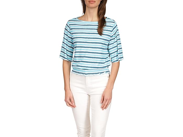 (取寄) マイケルコース ストライプ キモノ トップ MICHAEL Michael Kors Stripe Kimono Top Nassau Teal