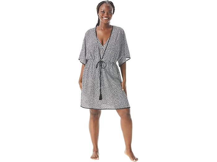 (取寄) ココ リーフ ヴィラ チーター ブリーズ V-ネック カフタン カバー-アップ COCO REEF Villa Cheetah Breeze V-Neck Caftan Cover-Up Black