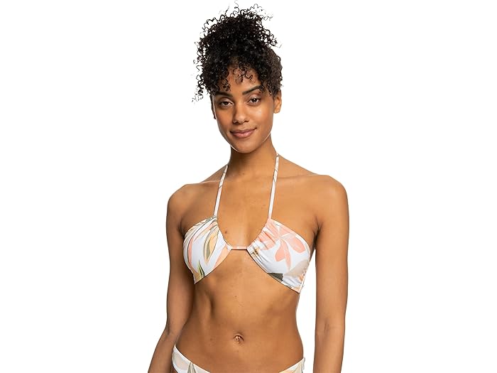 (取寄) ロキシー プリンテッド ビーチ クラシックス ファッション ビキニ トップ Roxy Printed Beach Classics Fashion Bikini Top Bright White Subtly Salty Flat