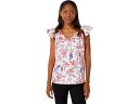 (取寄) Hホルストン スリーブレス ラッフルド ストラップ ブラウザ H Halston Sleeveless Ruffled Strap Blouse Batik Blossom Coral Quartz(4)
