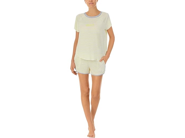 (取寄) ダナキャランニューヨーク ショート スリーブ ボクサー Pj セット DKNY Short Sleeve Boxer PJ Set Yellow Stripe