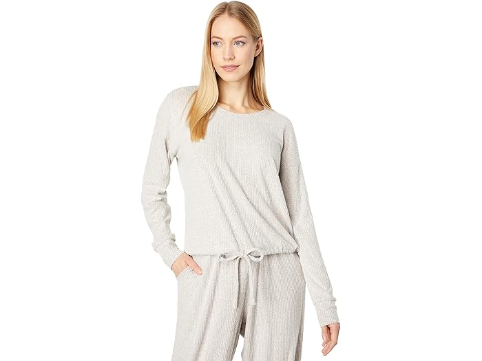 (取寄) ボビ ロサンゼルス ブラッシュ ヘザー リブ ロング スリーブ タイ ヘム スクープ ネック ティー bobi Los Angeles Brushed Heather Rib Long Sleeve Tie Hem Scoop Neck Tee Tan