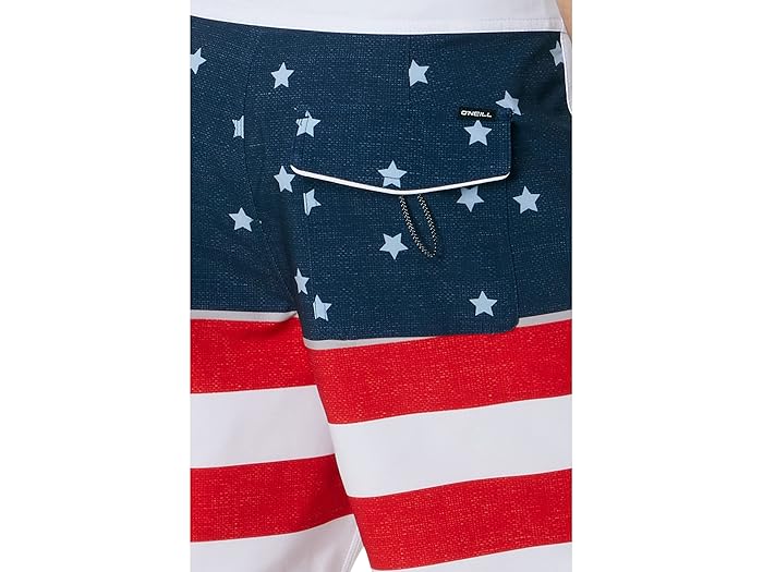 (取寄) オニール ハイパーフリーク ミスト スカルプ フロッグ 19 ボードショーツ O'Neill Hyperfreak Mysto Scallop Flag 19" Boardshorts Red/White/Blue