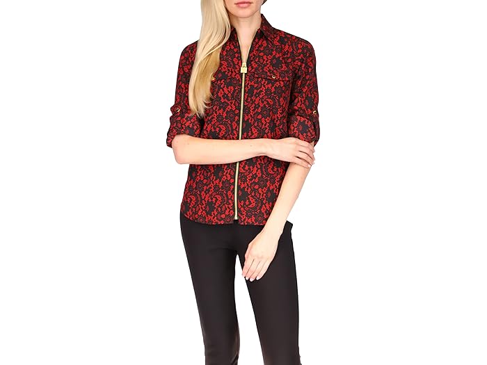 (取寄) マイケルコース レース ドッグ タグ トップ MICHAEL Michael Kors Lace Dog Tag Top Crimson