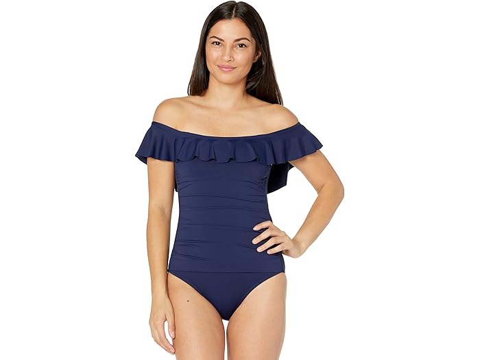 (取寄) トミーバハマ パール オフ-ザ-ショルダー ワンピース Tommy Bahama Pearl Off-the-Shoulder One-Piece Mare Navy