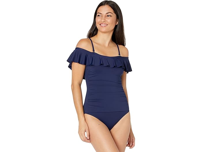 (取寄) トミーバハマ パール オフ-ザ-ショルダー ワンピース Tommy Bahama Pearl Off-the-Shoulder One-Piece Mare Navy