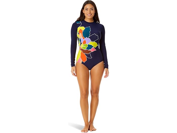 (取寄) アン コール ロング スリーブ オープン バック ワンピース Anne Cole Long Sleeve Open Back One-Piece Multicolor