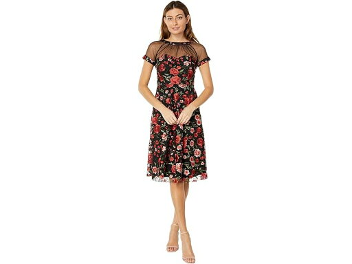 (取寄) マギー ロンドン イリュージョン トップ エンブロイダー フィットアンドフレア ドレス Maggy London Illusion Top Embroidered Fit-and-Flare Dress Black/Multi (取寄) マギー ロンドン イリュージョン トップ エンブロイダー フィットアンドフレア ドレス Maggy London Illusion Top Embroidered Fit-and-Flare Dress Black/Multi