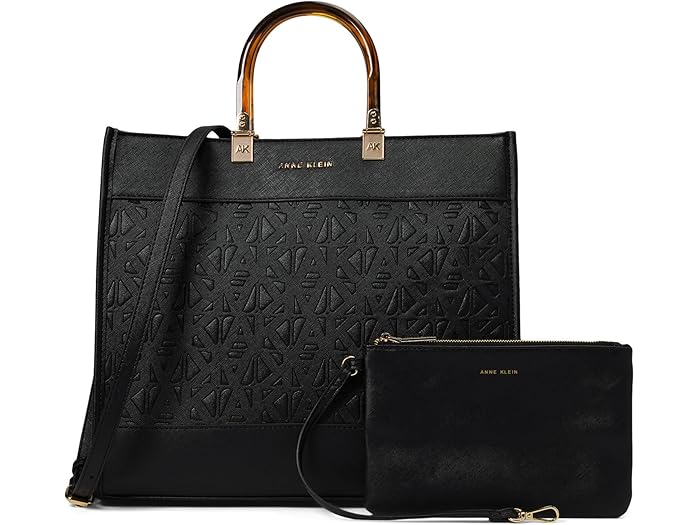 (取寄) アンクライン エンボス トート Anne Klein Embossed Tote Black/Black