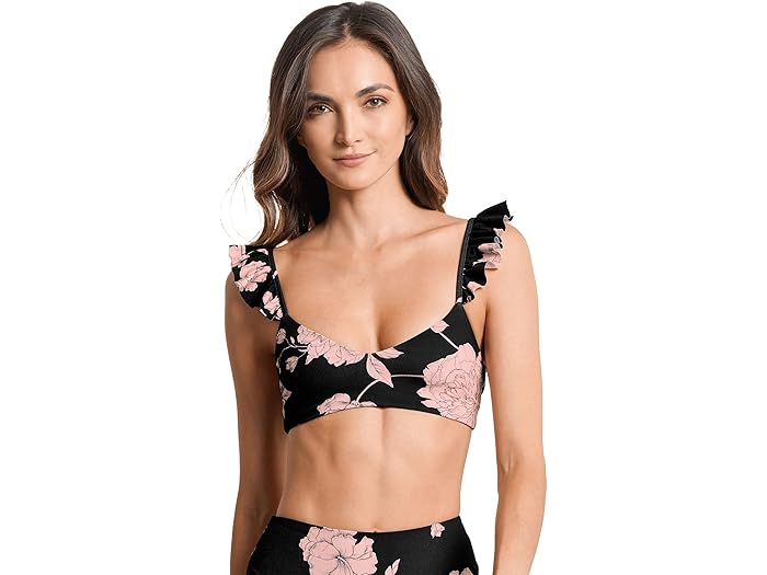 (取寄) マージ イブニング ブルーム パール フィックスド トライアングル トップ Maaji Evening Bloom Pearl Fixed Triangle Top Black