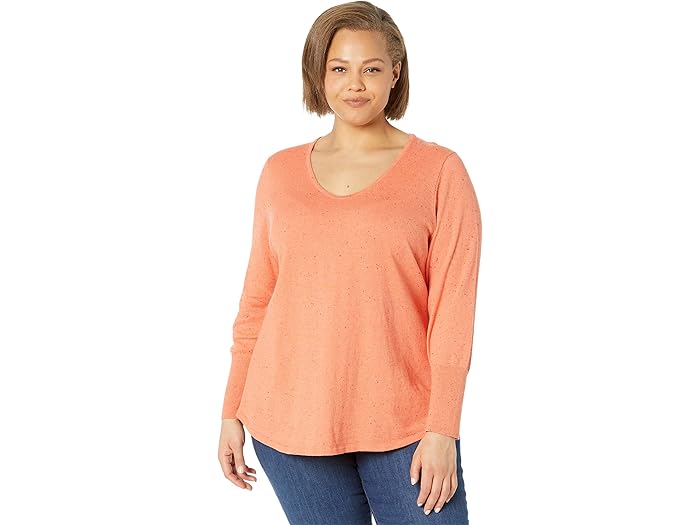 (取寄) ニックゾー プラス サイズ スペックルド バイタル V-ネック NIC+ZOE Plus Size Speckled Vital V-Neck Emberglow