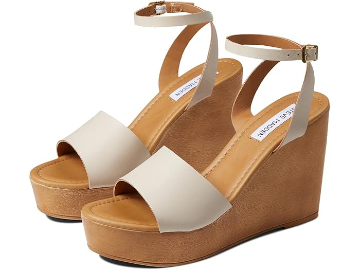 (取寄) スティーブマデン ウェルシュ ウェッジ サンダル Steve Madden Welsh Wedge Sandal Bone Leather
