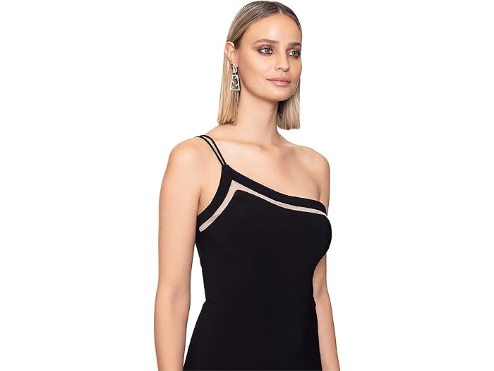 (取寄) エスケイプ ワン ショルダー イティ ウィズ メッシュ インサーツ ドレス XSCAPE One Shoulder Ity with Mesh Inserts Dress Black/Nude