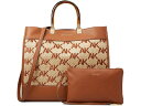 (取寄) アンクライン ラージ AK エンブロイダー ストロー トート Anne Klein Large AK Embroidered Straw Tote Saddle/Natural/Saddle(4)