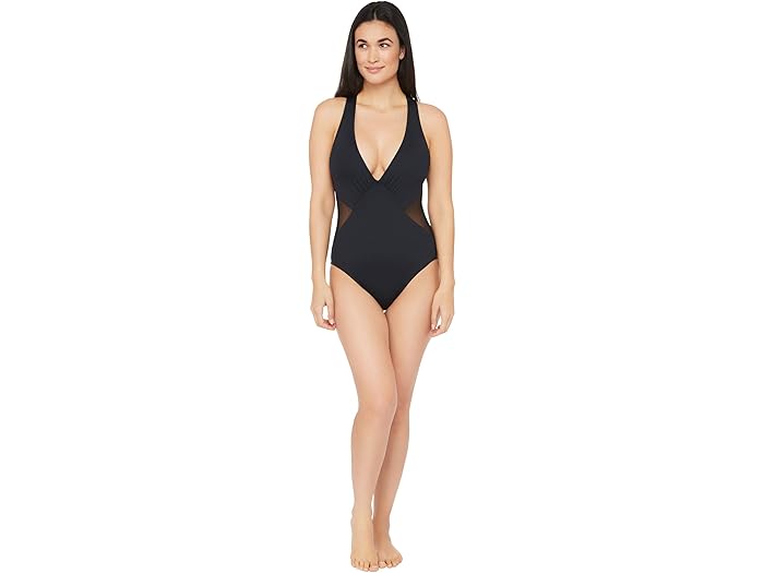 (取寄) ラ ブランカ サイド メッシュ マルチ ストラップ クロスバック ミオ ワンピース La Blanca Mesh-Merizing Side Mesh Multi Strap Cross-Back Mio One-Piece Black