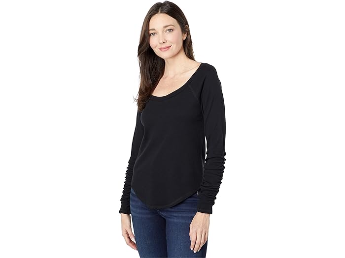 (取寄) チェイサー サステナビリティ ビンテージ リブ シャード ロング スリーブ ティー Chaser Sustainable Vintage Rib Shirred Long Sleeve Tee Jet Black