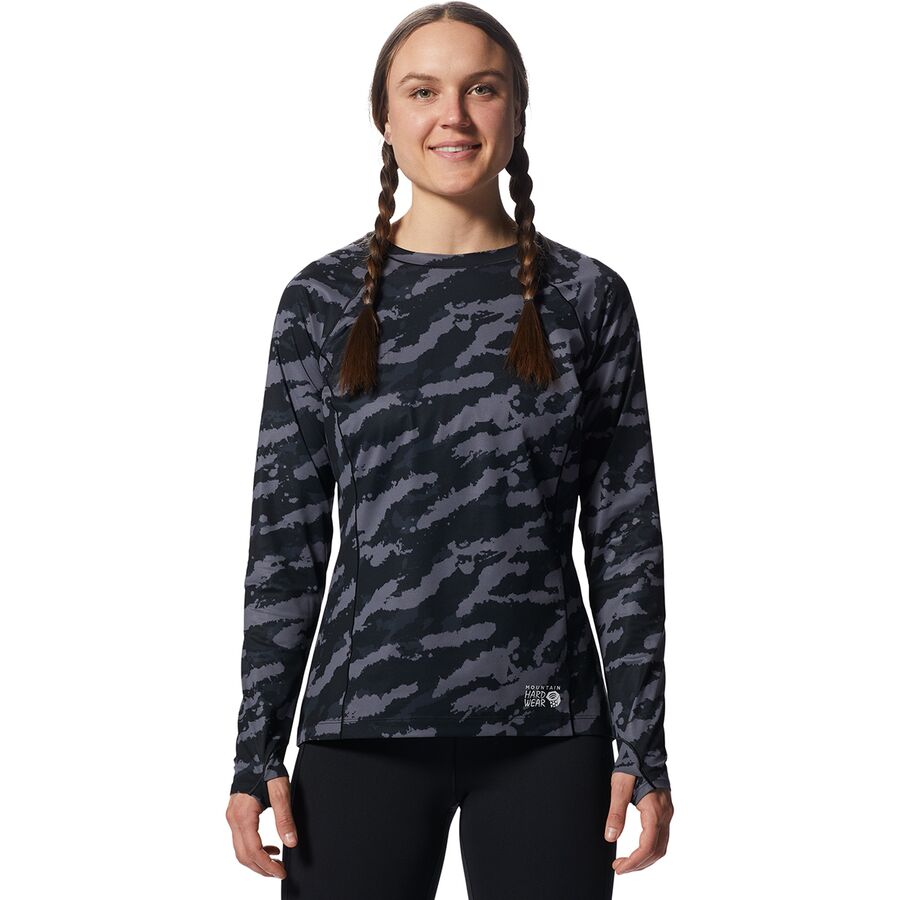 () ޥƥϡɥ ǥ ޥƥ ȥå - 롼 -  Mountain Hardwear women Mountain Stretch Long-Sleeve Crew - Women's Black Paintstrokes Print