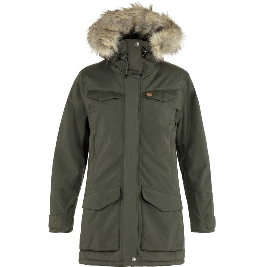 (取寄) フェールラーベン レディース ヌーク インサレーテッド パーカー - ウィメンズ Fjallraven women Nuuk Insulated Parka - Women's Deep Forest